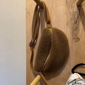 Pretty Persuasions Brown Sherpa Crescent Crossbody Bag
